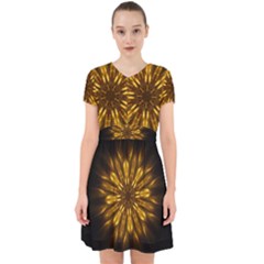 Mandala Gold Golden Fractal Adorable In Chiffon Dress by Simbadda