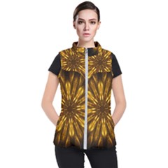 Mandala Gold Golden Fractal Women s Puffer Vest by Simbadda