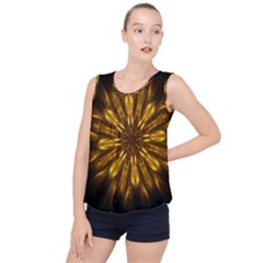 Mandala Gold Golden Fractal Bubble Hem Chiffon Tank Top