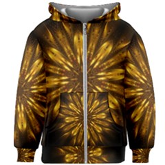 Mandala Gold Golden Fractal Kids Zipper Hoodie Without Drawstring by Simbadda