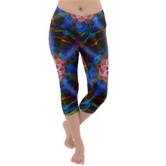 Mandala Pattern Kaleidoscope Lightweight Velour Capri Yoga Leggings