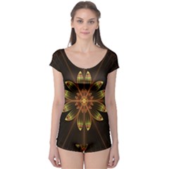 Fractal Floral Mandala Abstract Boyleg Leotard  by Simbadda