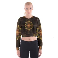 Fractal Floral Mandala Abstract Cropped Sweatshirt by Simbadda