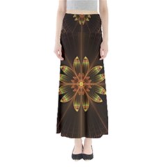 Fractal Floral Mandala Abstract Full Length Maxi Skirt by Simbadda