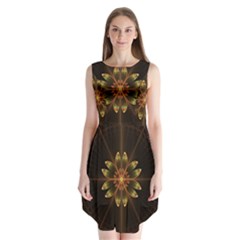 Fractal Floral Mandala Abstract Sleeveless Chiffon Dress  