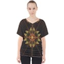 Fractal Floral Mandala Abstract V-Neck Dolman Drape Top View1