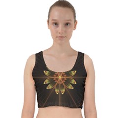 Fractal Floral Mandala Abstract Velvet Racer Back Crop Top by Simbadda