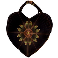 Fractal Floral Mandala Abstract Giant Heart Shaped Tote