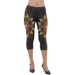 Fractal Floral Mandala Abstract Lightweight Velour Capri Leggings  by Simbadda