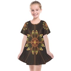 Fractal Floral Mandala Abstract Kids  Smock Dress by Simbadda