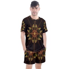 Fractal Floral Mandala Abstract Men s Mesh Tee And Shorts Set