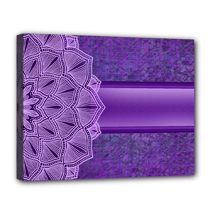 Background Mandala Purple Ribbon Canvas 14  x 11  (Stretched)