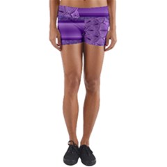 Background Mandala Purple Ribbon Yoga Shorts by Simbadda