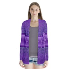 Background Mandala Purple Ribbon Drape Collar Cardigan by Simbadda