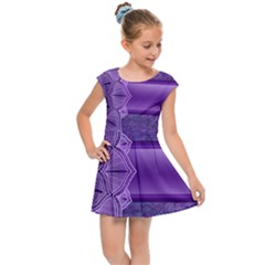 Background Mandala Purple Ribbon Kids Cap Sleeve Dress by Simbadda