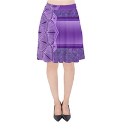 Background Mandala Purple Ribbon Velvet High Waist Skirt by Simbadda