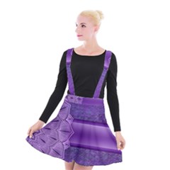 Background Mandala Purple Ribbon Suspender Skater Skirt by Simbadda