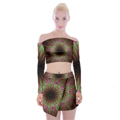 Julian Star Star Fun Green Violet Off Shoulder Top With Mini Skirt Set by Simbadda