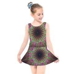 Julian Star Star Fun Green Violet Kids  Skater Dress Swimsuit