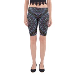 Fractal Kaleidoscope Mandala Yoga Cropped Leggings by Simbadda