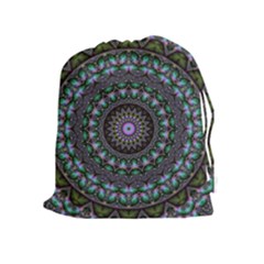 Fractal Kaleidoscope Mandala Drawstring Pouch (xl) by Simbadda