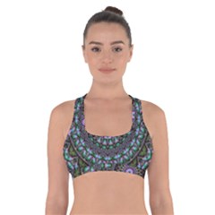 Fractal Kaleidoscope Mandala Cross Back Sports Bra by Simbadda