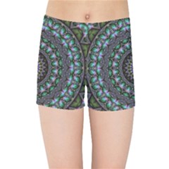 Fractal Kaleidoscope Mandala Kids Sports Shorts by Simbadda