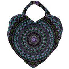 Fractal Kaleidoscope Mandala Giant Heart Shaped Tote by Simbadda