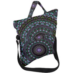 Fractal Kaleidoscope Mandala Fold Over Handle Tote Bag