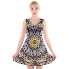 Abstract Art Texture Mandala V-neck Sleeveless Dress by Simbadda