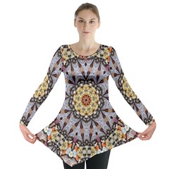 Abstract Art Texture Mandala Long Sleeve Tunic  by Simbadda