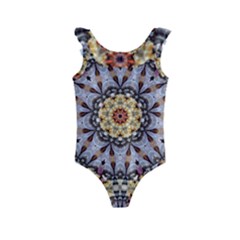 Abstract Art Texture Mandala Kids  Frill Swimsuit by Simbadda