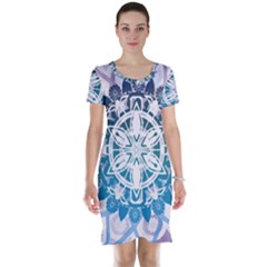 Mandalas Symmetry Meditation Round Short Sleeve Nightdress by Simbadda