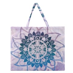 Mandalas Symmetry Meditation Round Zipper Large Tote Bag by Simbadda