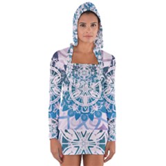 Mandalas Symmetry Meditation Round Long Sleeve Hooded T-shirt by Simbadda