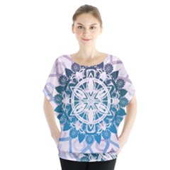 Mandalas Symmetry Meditation Round Batwing Chiffon Blouse