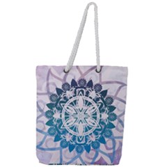 Mandalas Symmetry Meditation Round Full Print Rope Handle Tote (large) by Simbadda