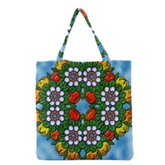 Mandala Background Colorful Pattern Grocery Tote Bag by Simbadda