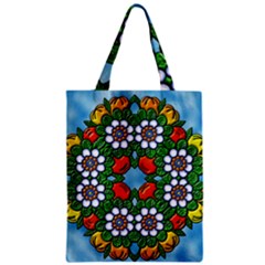 Mandala Background Colorful Pattern Zipper Classic Tote Bag by Simbadda