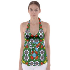 Mandala Background Colorful Pattern Babydoll Tankini Top by Simbadda