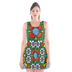 Mandala Background Colorful Pattern Scoop Neck Skater Dress by Simbadda