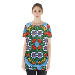 Mandala Background Colorful Pattern Skirt Hem Sports Top by Simbadda