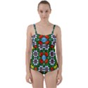 Mandala Background Colorful Pattern Twist Front Tankini Set View1