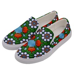 Mandala Background Colorful Pattern Men s Canvas Slip Ons by Simbadda