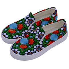 Mandala Background Colorful Pattern Kids  Canvas Slip Ons by Simbadda