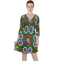 Mandala Background Colorful Pattern Ruffle Dress by Simbadda