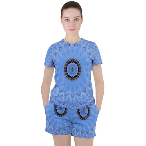 Mandala Graphics Decoration Women s Tee And Shorts Set by Simbadda