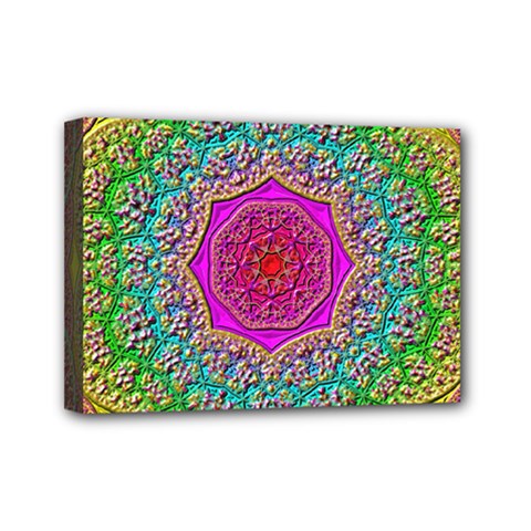 Mandala Tile Background Geometric Mini Canvas 7  X 5  (stretched) by Simbadda