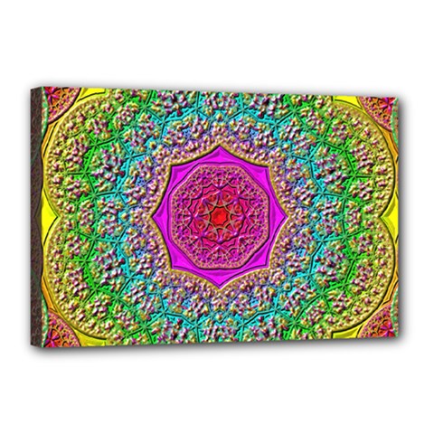 Mandala Tile Background Geometric Canvas 18  X 12  (stretched) by Simbadda