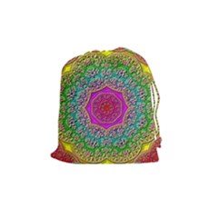 Mandala Tile Background Geometric Drawstring Pouch (medium) by Simbadda